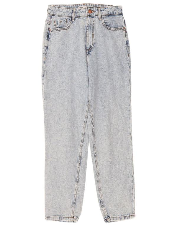 Jeans Zara da donna a vita alta con lavaggio acido EU 36 XS W26 L28 cotone blu