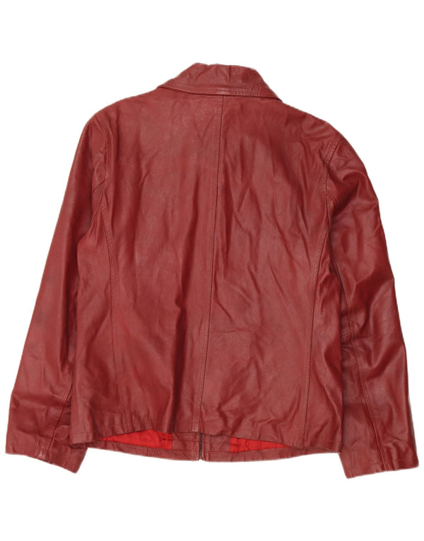 Giacca in Pelle Donna Lavorazione Artigiana IT 44 Pelle Bordeaux Media