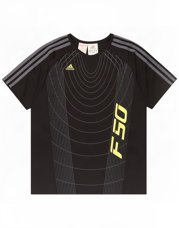 T-shirt grafica Adidas F50 da ragazzo, 13-14 anni, in poliestere a righe nere