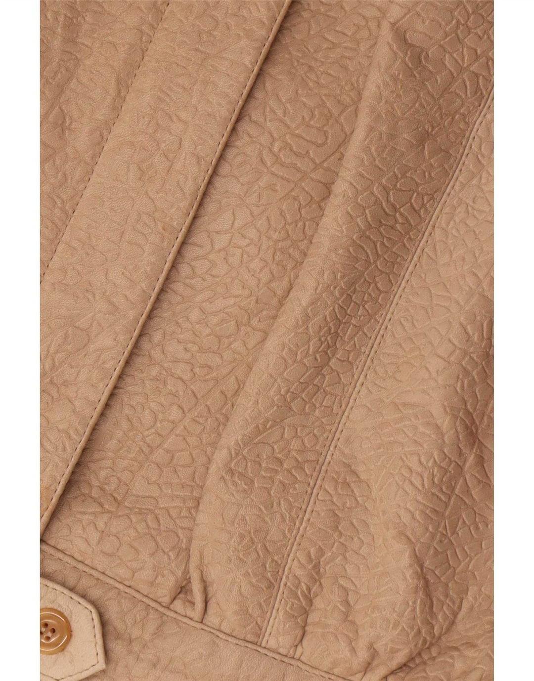 Giacca in pelle oversize da donna vintage EU 36 piccola stampa animalier beige