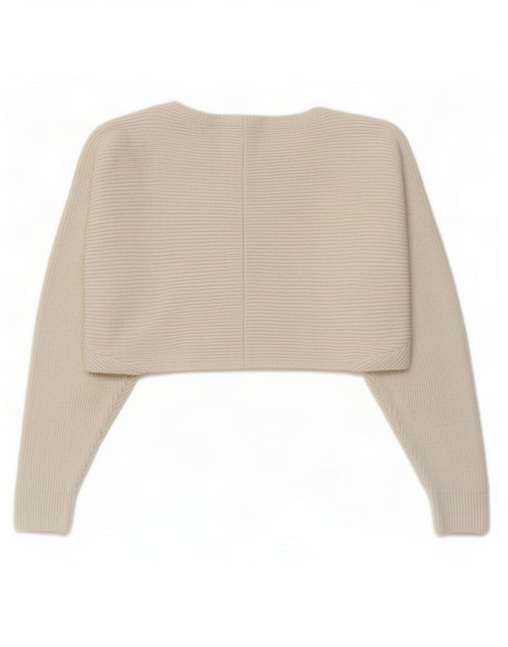 Maglione Bolero oversize da donna Zara UK 10 piccolo poliestere bianco sporco