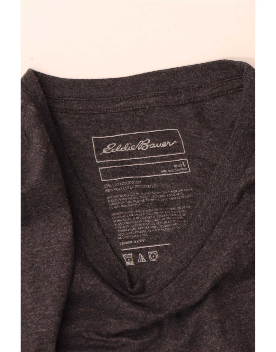 Eddie Bauer Maglietta grafica da uomo a maniche lunghe in cotone chiazzato grigio grande