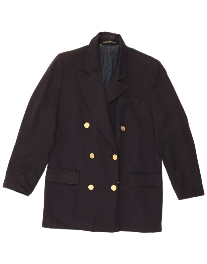 Giacca blazer doppiopetto da donna Marks & Spencer UK 12 medio blu navy