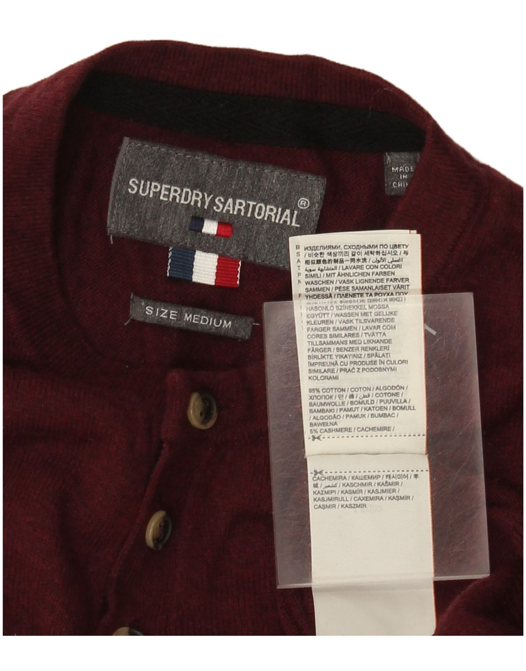 Maglione da uomo girocollo Superdry in cotone bordeaux medio
