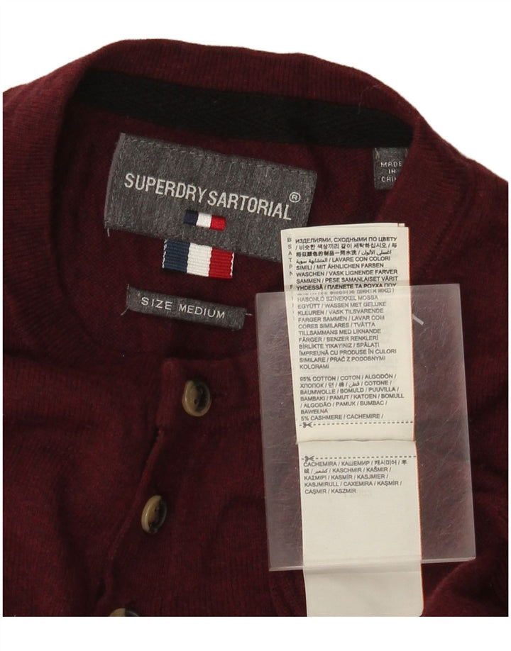 Maglione da uomo girocollo Superdry in cotone bordeaux medio