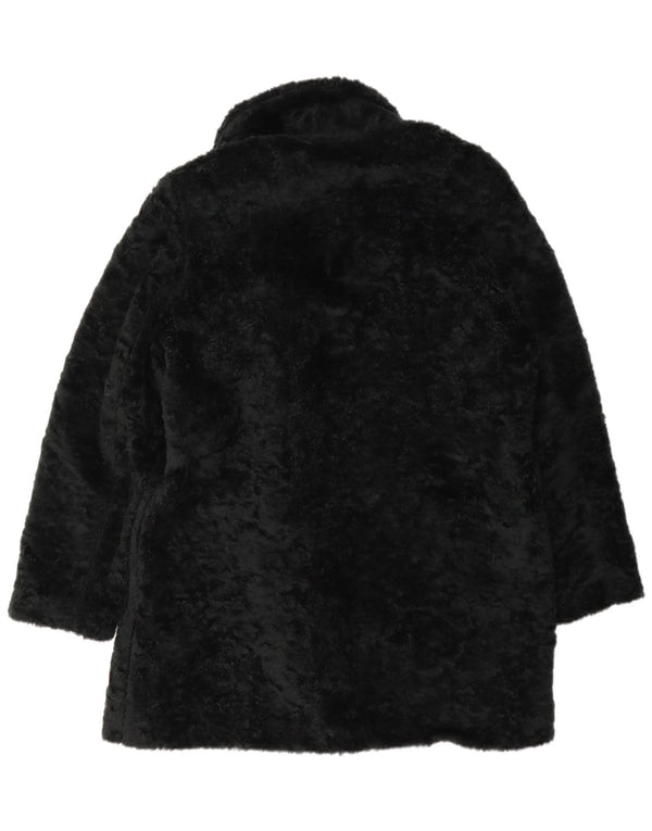 Soprabito da donna in pelliccia sintetica doppio petto Sasha UK 14 grande acrilico nero