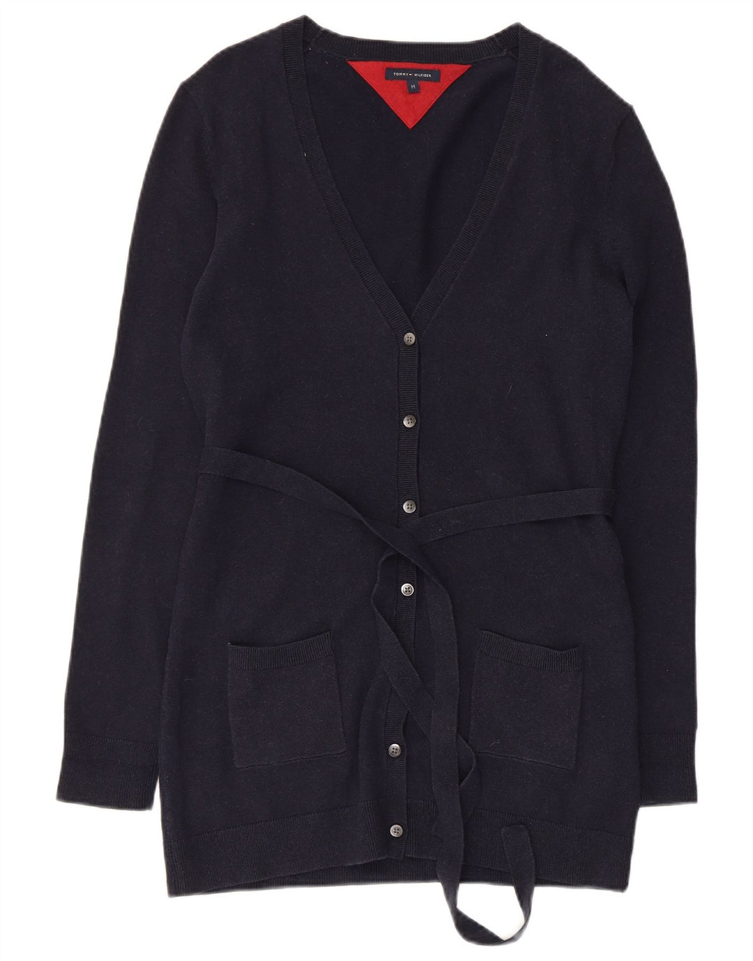 TOMMY HILFIGER Maglione cardigan da donna UK 12 Medio cotone blu navy