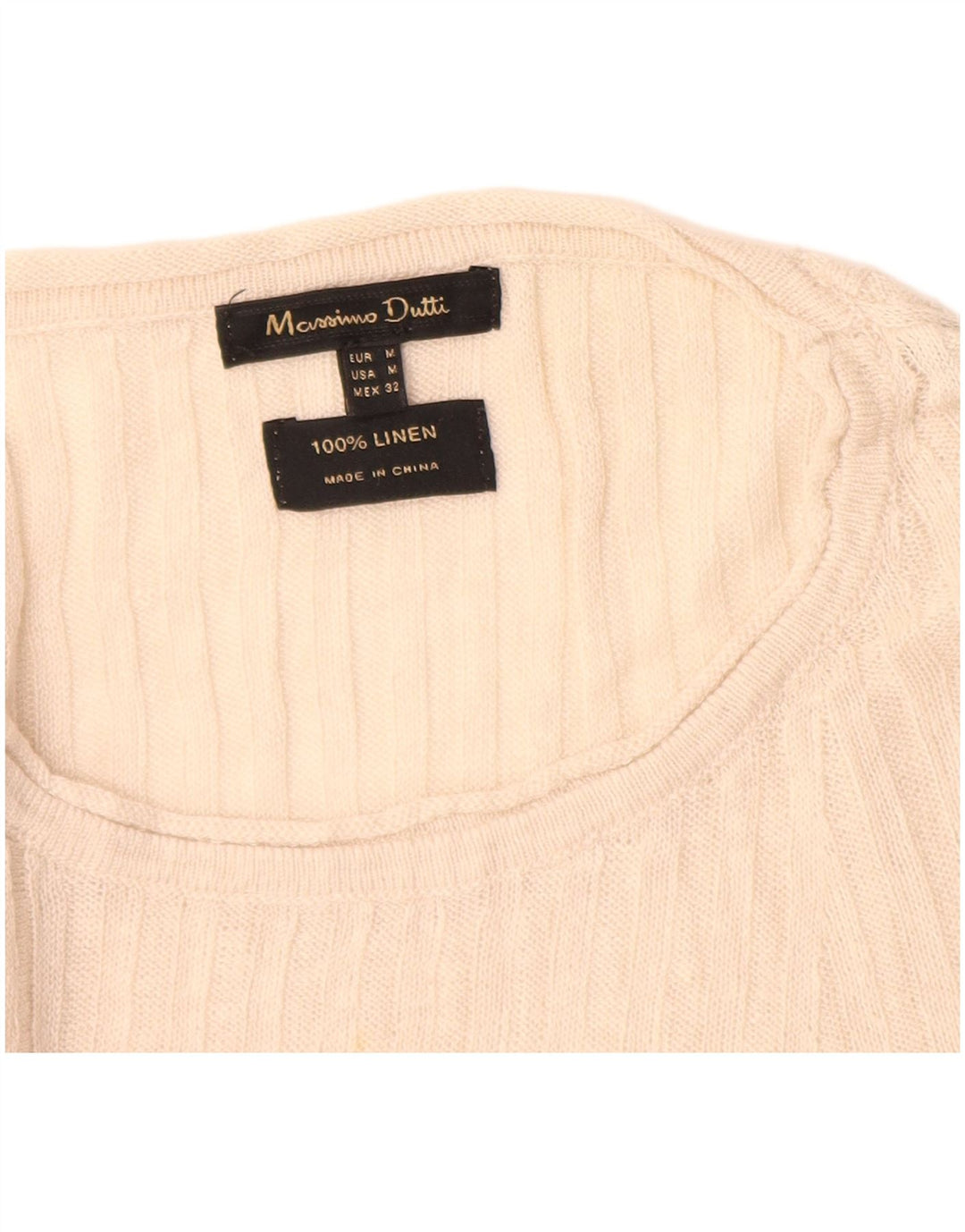 MASSIMO DUTTI Maglione da donna con scollo a barca UK 12 Lino beige medio