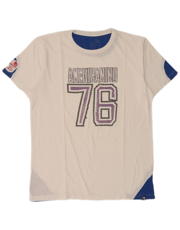 T-shirt grafica da uomo Americanino Top 2XL cotone color block bianco