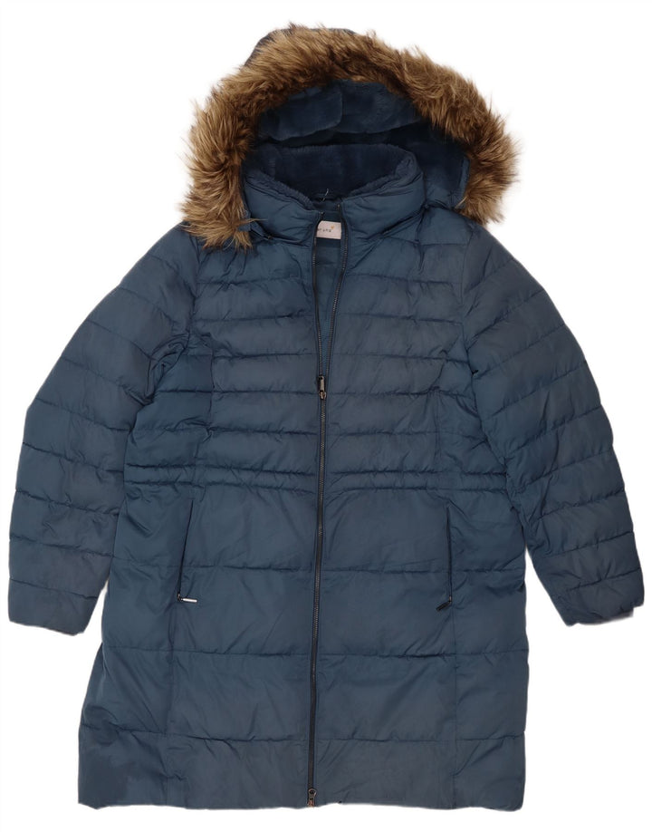 Cappotto imbottito con cappuccio da donna Marks & Spencer UK 20 2XL poliestere blu navy