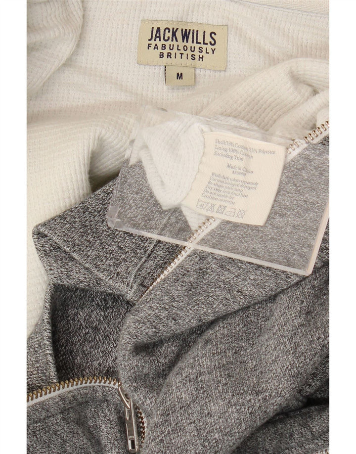 Maglione con cappuccio e zip da uomo Jack Wills in cotone grigio medio