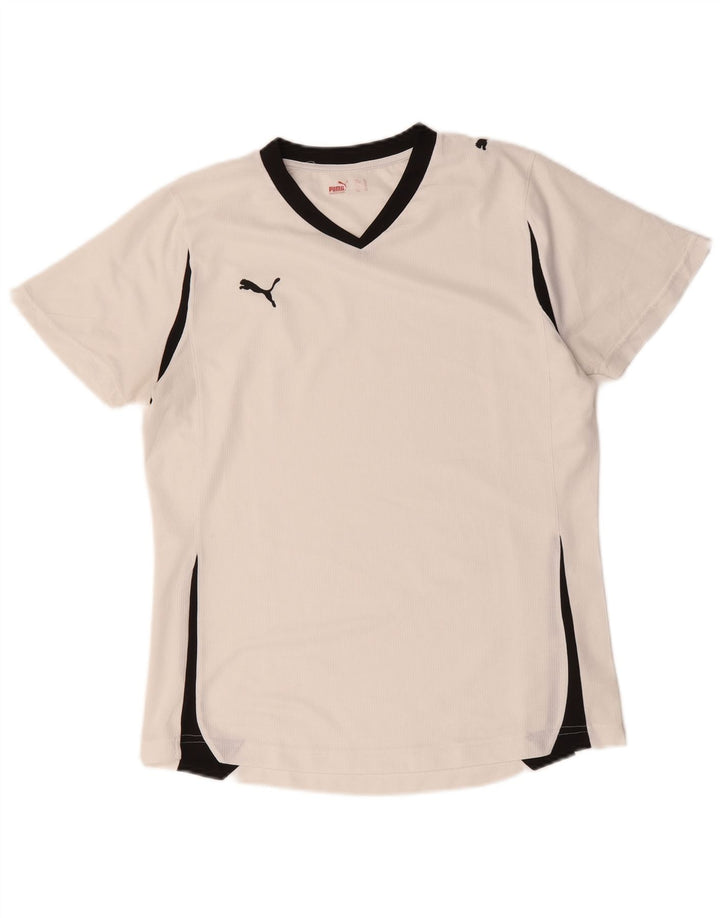 Puma T-shirt da donna Top UK 16 Large Bianco Colourblock Poliestere
