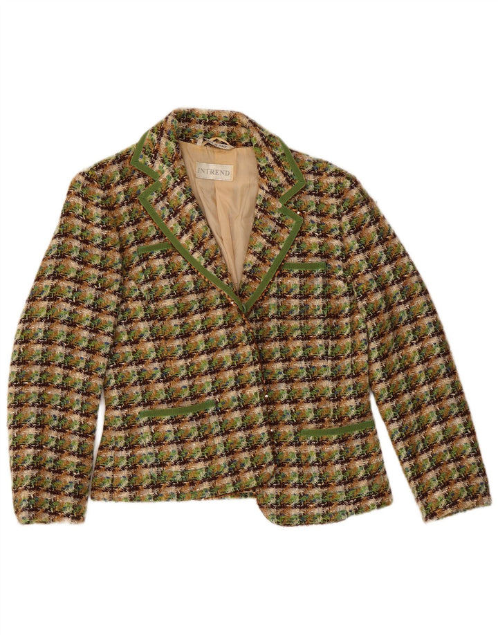Giacca blazer da donna Intrend UK 10 Lana vergine a quadri verdi piccoli