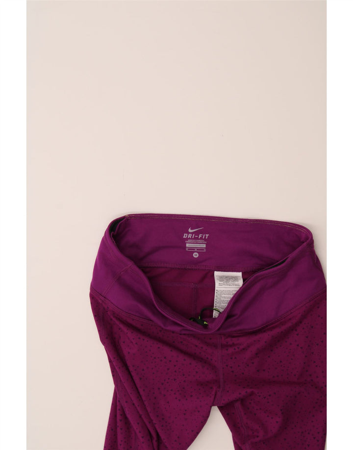 NIKE Womens Dri Fit Capri Leggings UK 14 Medium  Burgundy Spotted Vintage Nike and Second-Hand Nike from Messina Hembry 