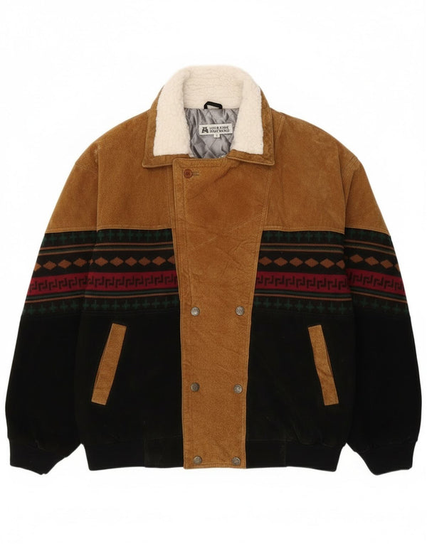 Giacca a vento bomber da uomo L'Homme Moderne UK 40 Large Marrone Aztec