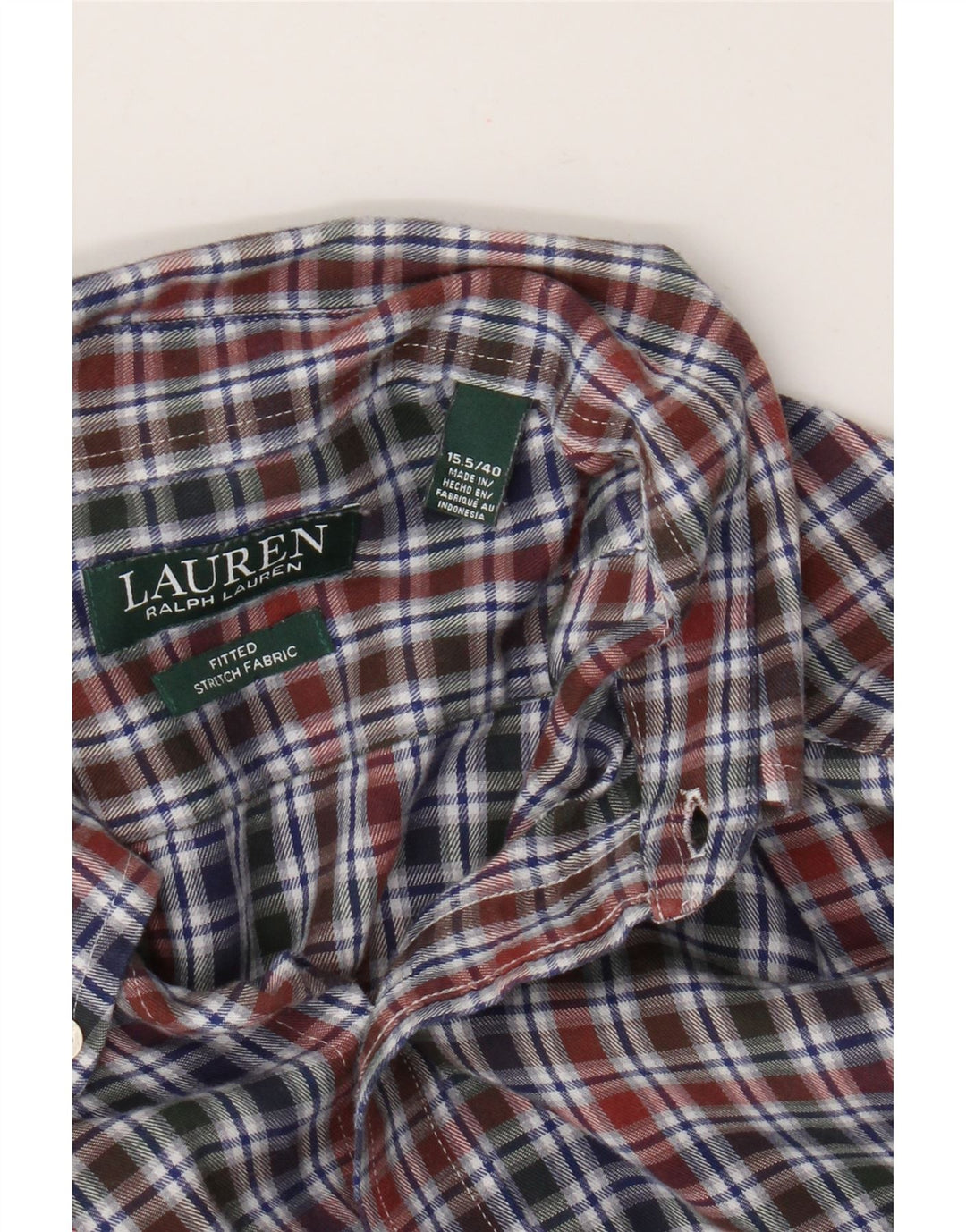 Camicia in flanella aderente da uomo Ralph Lauren taglia 40 15,5 media multicolore