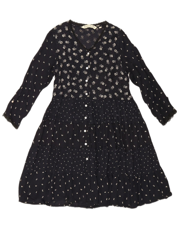 Abito a strati a maniche lunghe da donna Giorgio Kauten UK 12 Medio Nero floreale