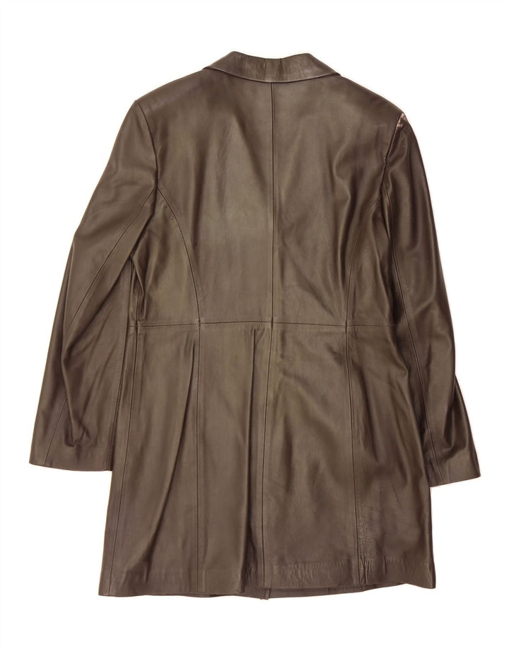VINTAGE Womens Leather Coat UK 12 Medium Brown Leather Vintage Vintage and Second-Hand Vintage from Messina Hembry 