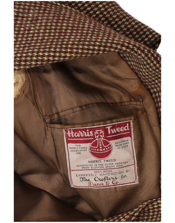 Giacca blazer a 2 bottoni da uomo Harris Tweed UK 38 Lana a quadri marrone medio