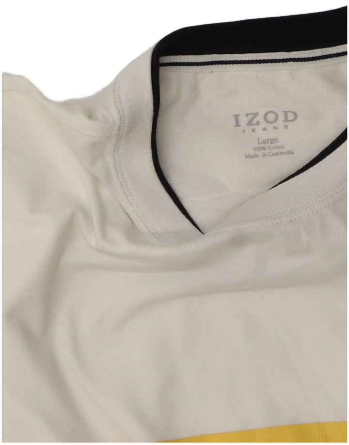 T-shirt da uomo Izod Top in cotone a righe bianche grandi