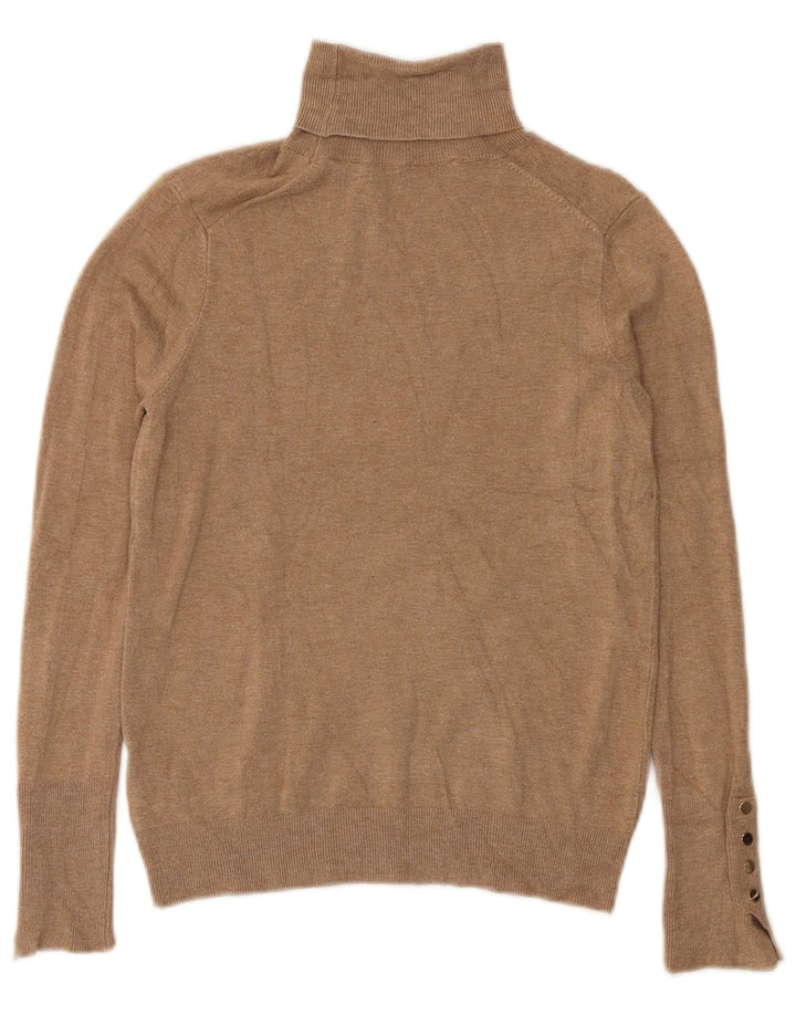 Maglione maglione a collo alto da donna Zara UK 12 Viscosa beige medio