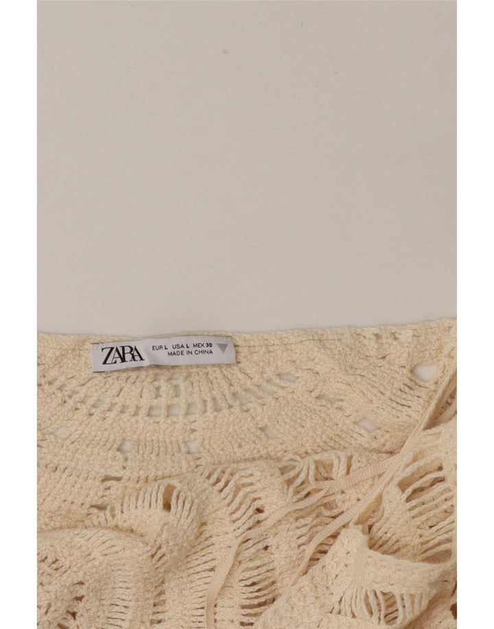 Top Zara da donna trasparente all'uncinetto con camicetta UK 16 grande bianco sporco