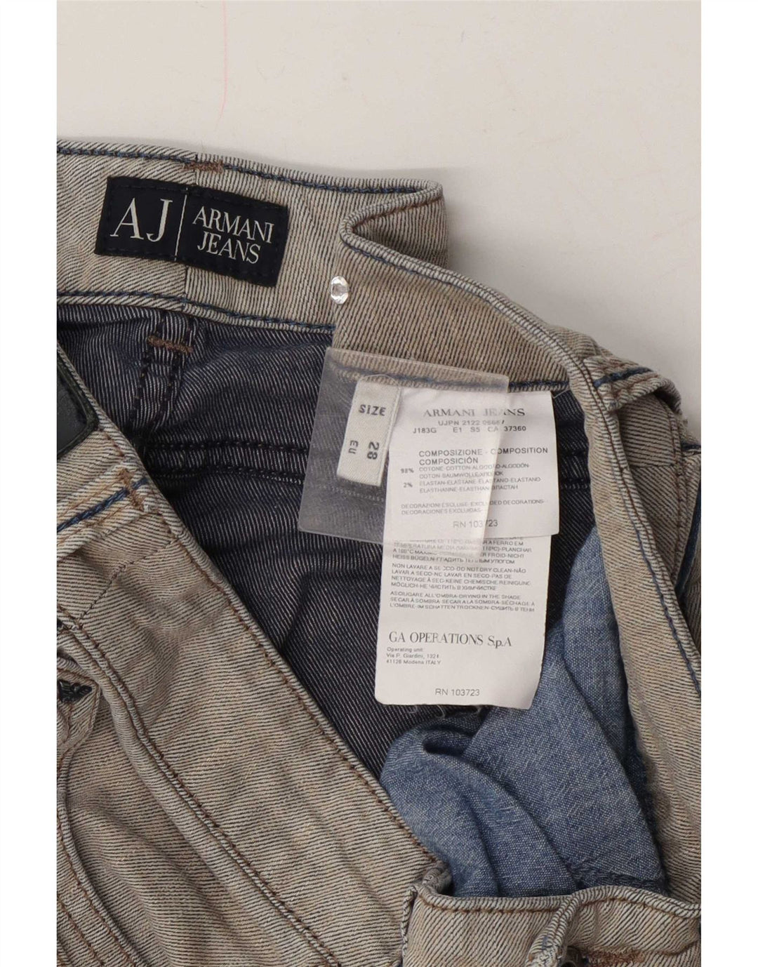 Jeans slim da donna Armani W28 L29 cotone grigio