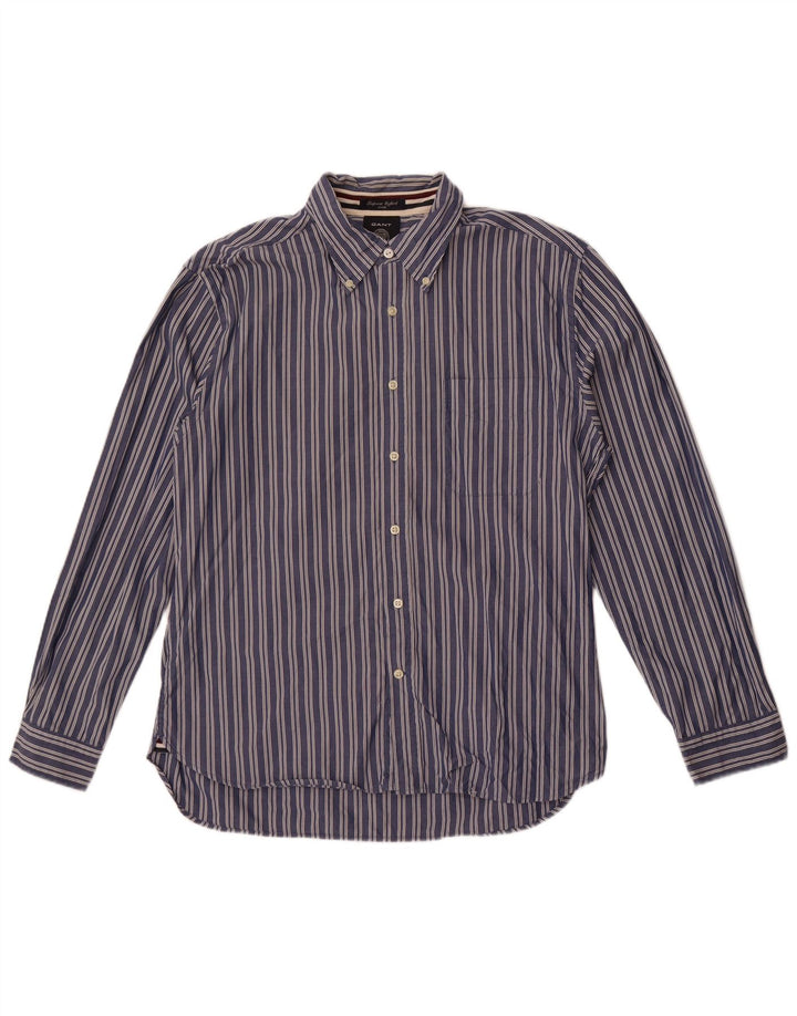 Camicia aderente da uomo Gant XL in cotone gessato blu navy