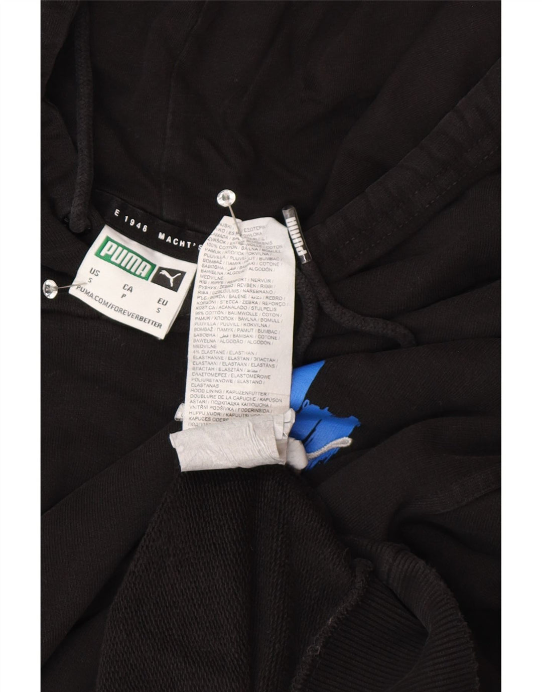 Felpa con cappuccio grafica da uomo Puma piccola in cotone nero