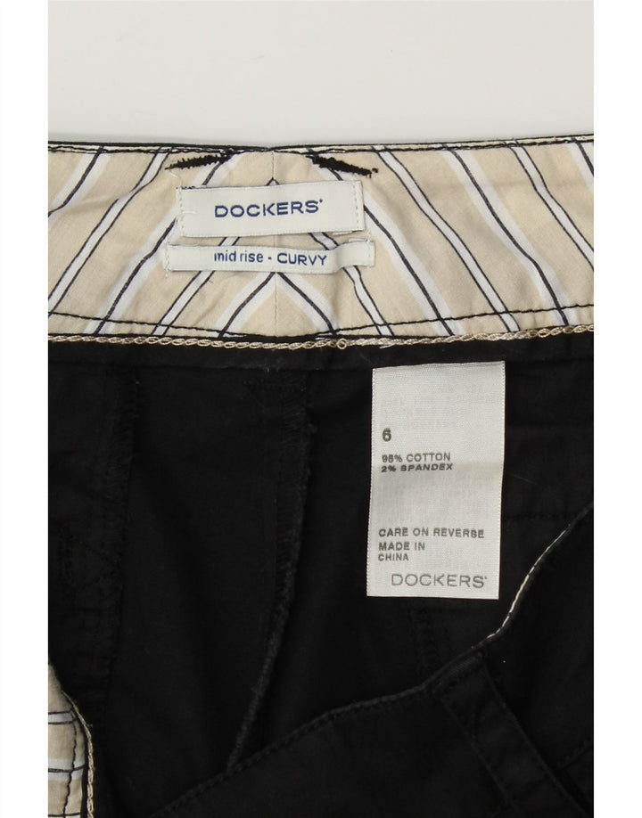 DOCKERS Womens Curvy Mid Rise Chino Shorts US 6 Medium W30 Black Cotton Vintage Dockers and Second-Hand Dockers from Messina Hembry 