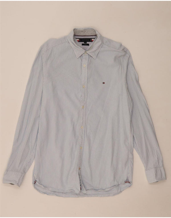 Camicia slim fit da uomo Tommy Hilfiger grande cotone gessato blu
