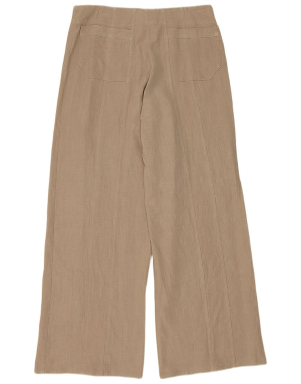 Vintage Womens Wide Leg Casual Trousers IT 42 Medium W32 L32 Beige Ramie