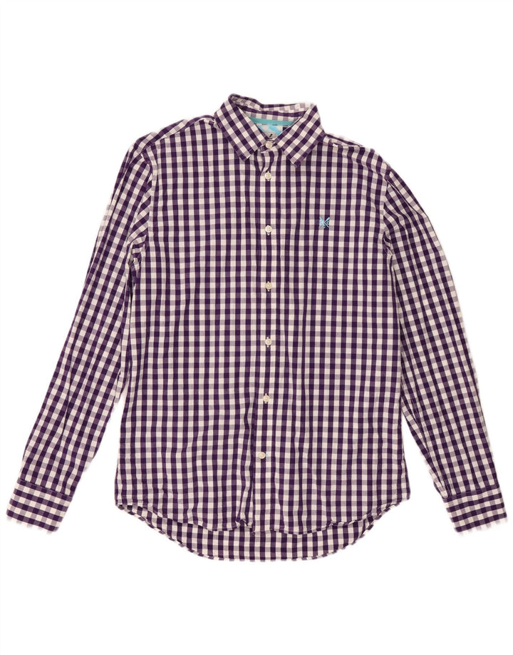 Crew Clothing Camicia da uomo piccola in cotone a quadretti viola