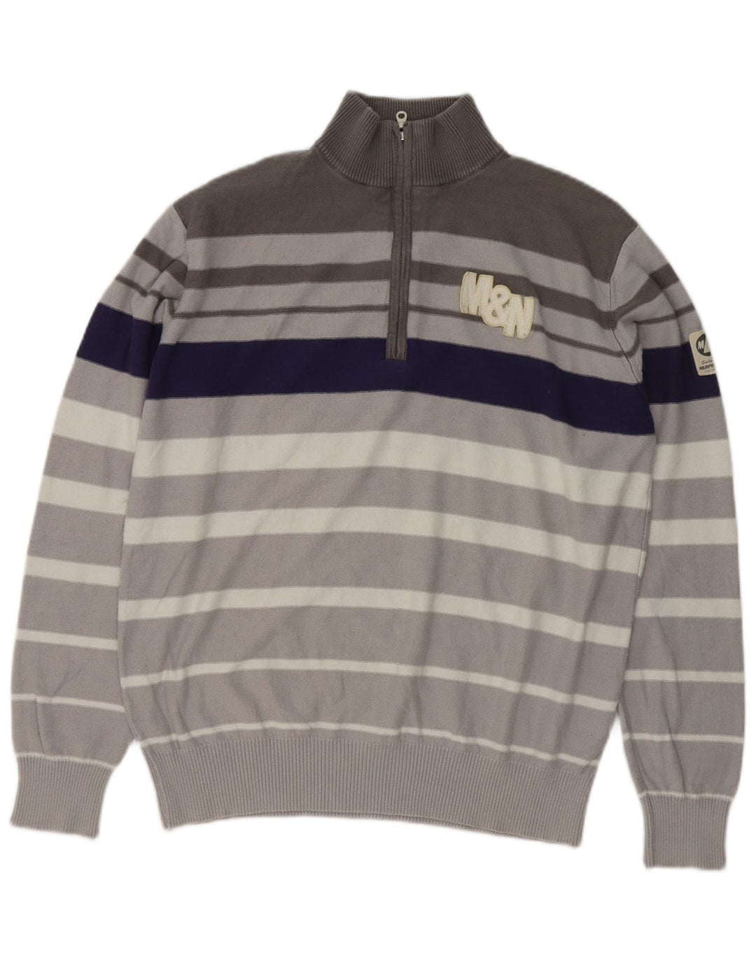 MURPHY & NYE Maglione da uomo con collo con zip grafico Grande blocco di colore grigio