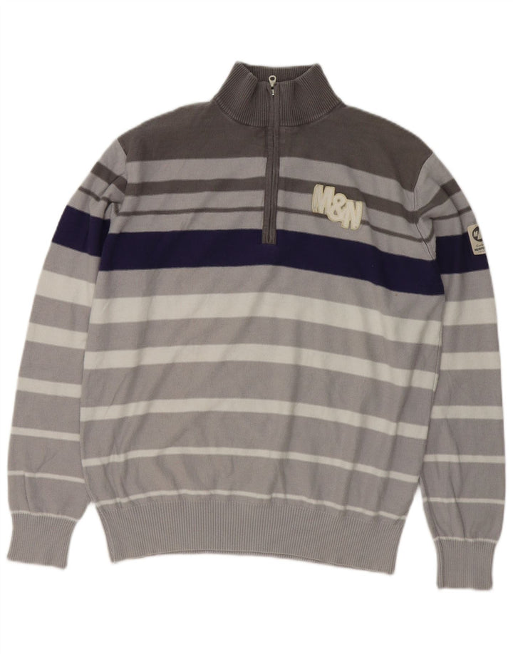 MURPHY & NYE Maglione da uomo con collo con zip grafico Grande blocco di colore grigio