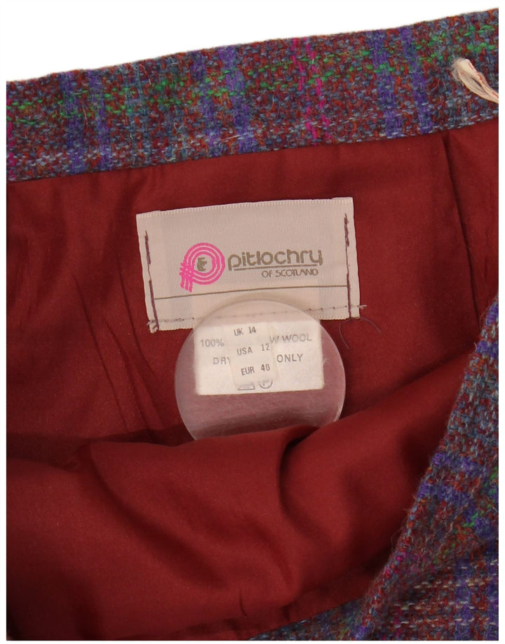 Gonna longuette da donna Pitlochry UK 14 media W30 lana a quadri multicolore