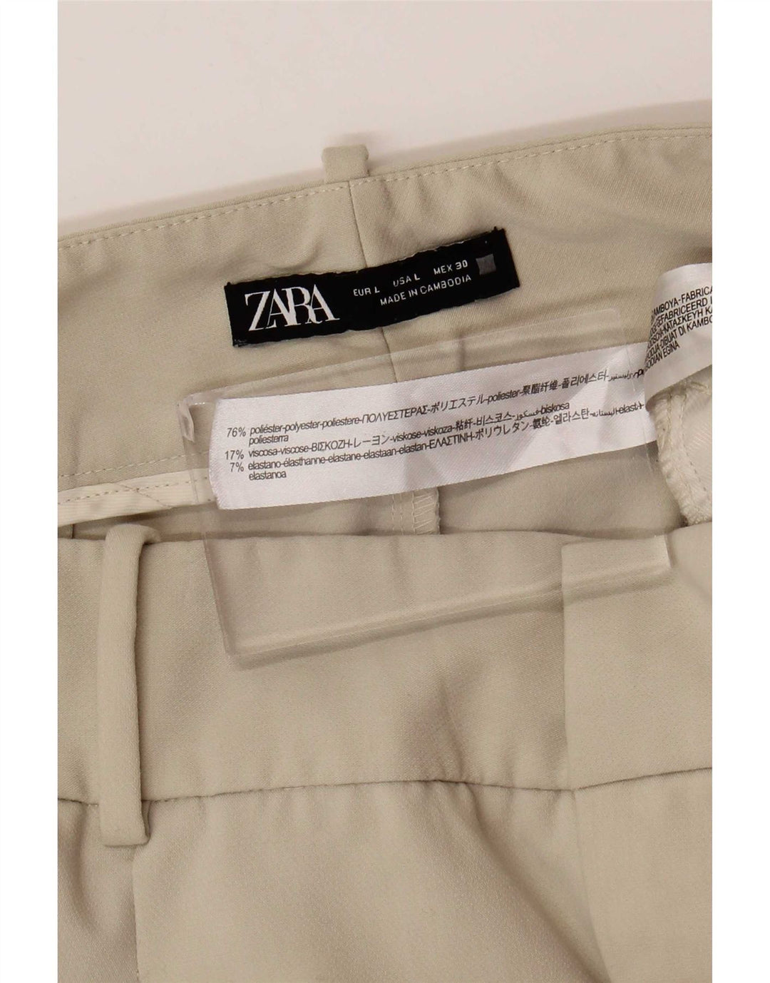 Pantaloni da abito affusolati da donna Zara grandi W30 L26 poliestere beige