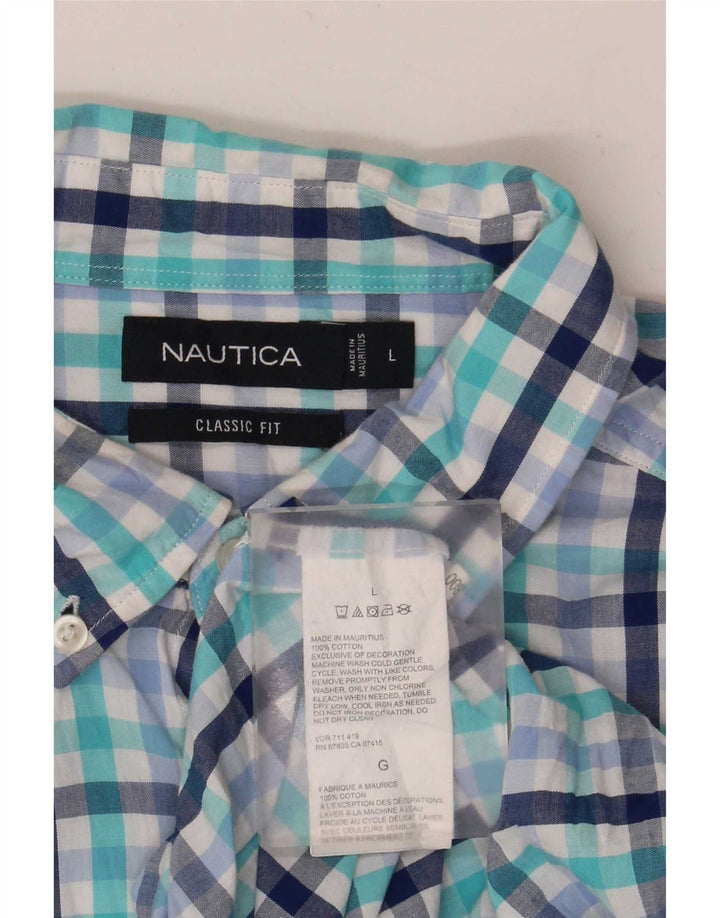 Camicia da uomo Classic Fit Nautica, cotone a quadri blu grandi