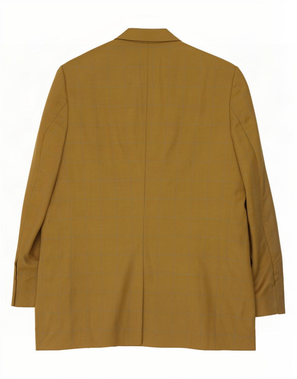 Marks & Spencer Mens Long 3 Button Blazer Jacket UK 44 XL Gold Plaid