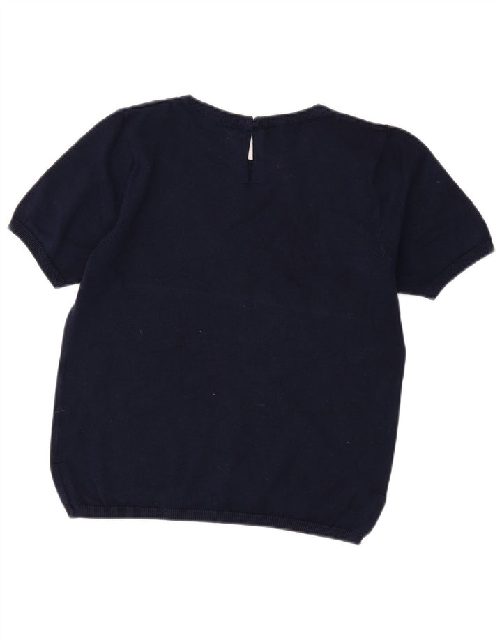 Maglione corto girocollo da donna Zara UK 12 blu navy medio