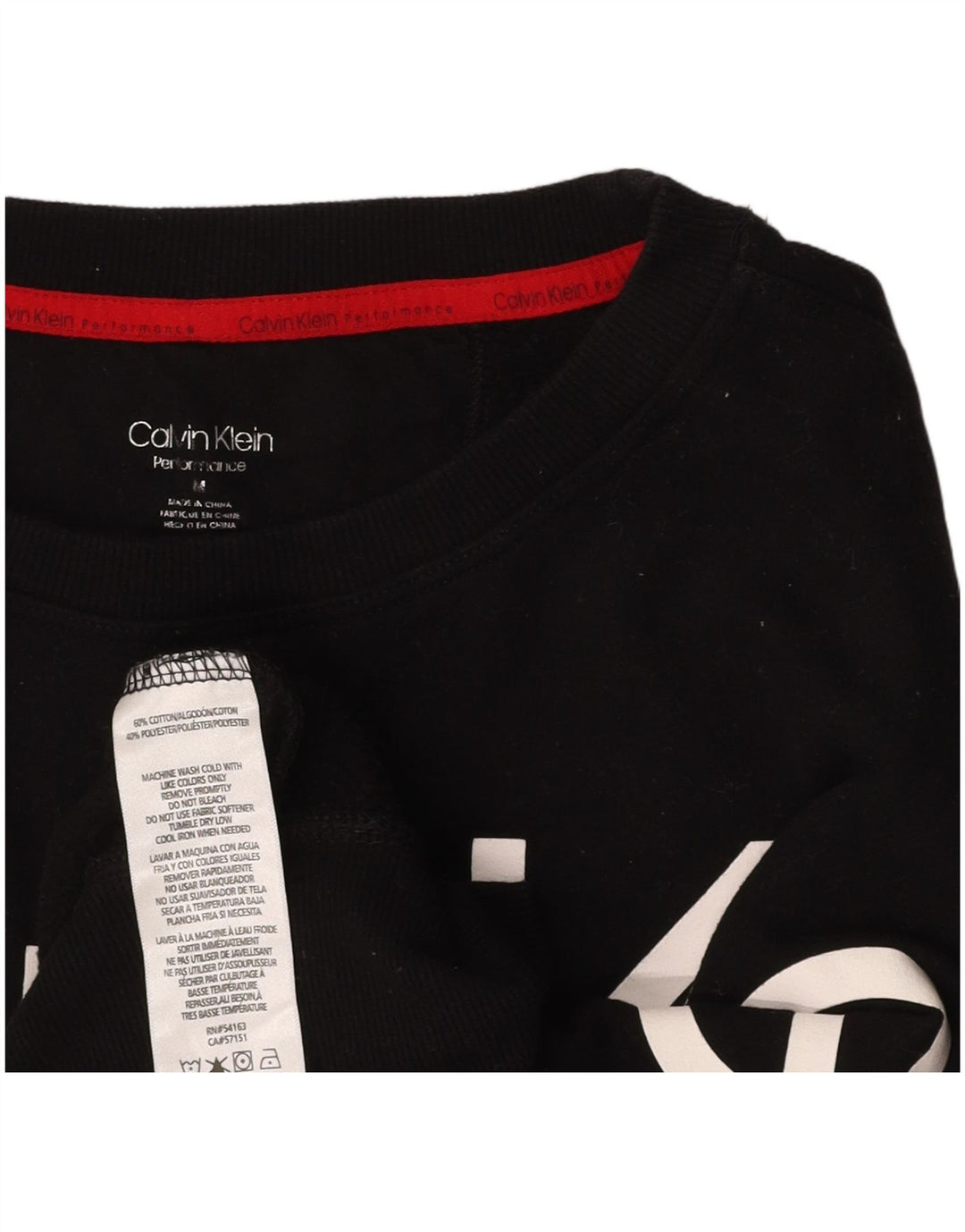 CALVIN KLEIN Felpa con grafica da donna Maglione UK 14 Medium Nero