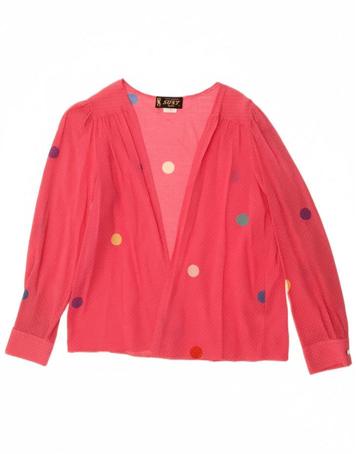 CONFEZIONI Womens Shirt Blouse IT 44 Medium Pink Polka Dot Cotton