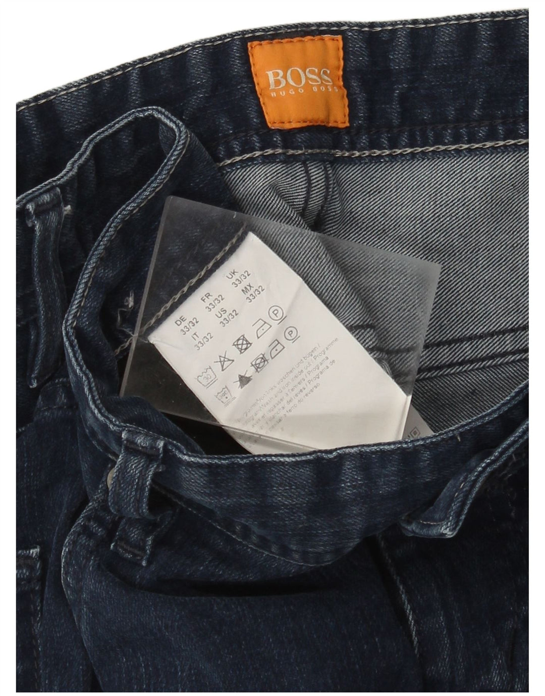 Jeans dritti da uomo Hugo Boss W33 L32 cotone blu navy