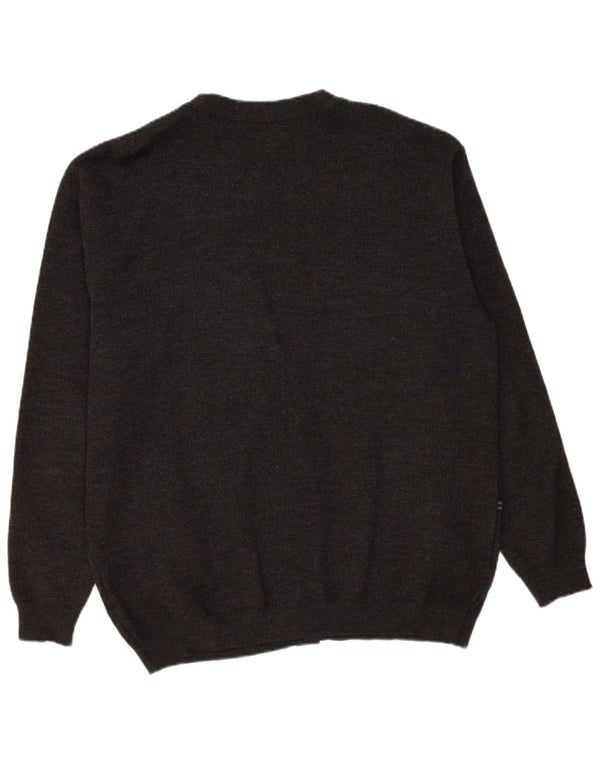 Maglione cardigan da uomo vintage XL in lana a righe grigie
