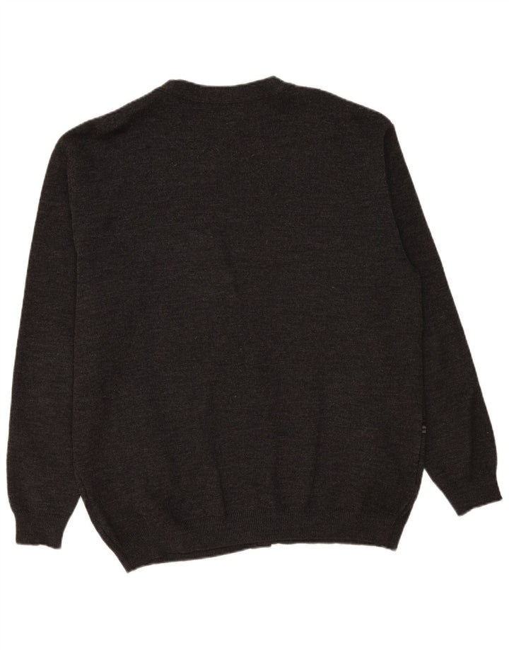 Maglione cardigan da uomo vintage XL in lana a righe grigie