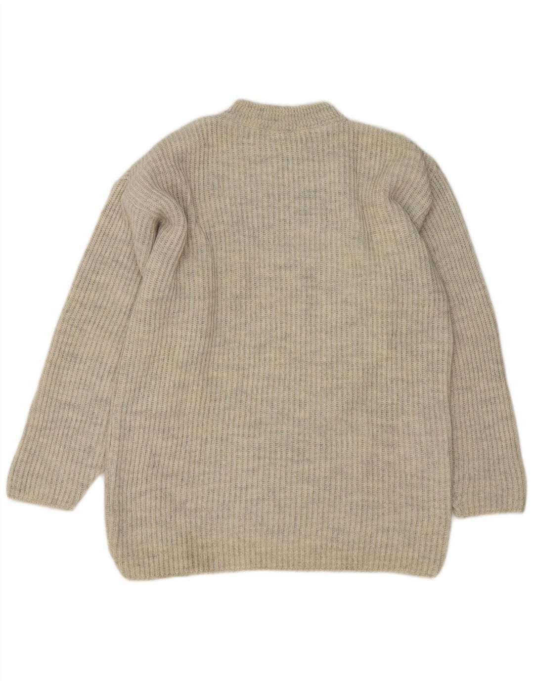 Maglione vintage da uomo con collo alto e acrilico geometrico grigio medio