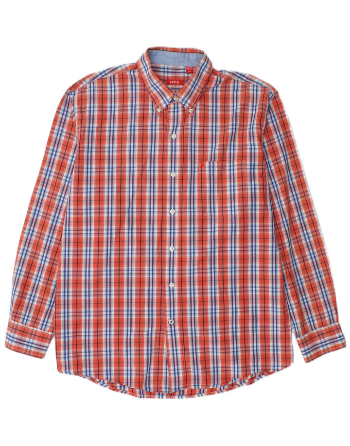 Camicia da uomo Izod in cotone a quadri grandi arancioni