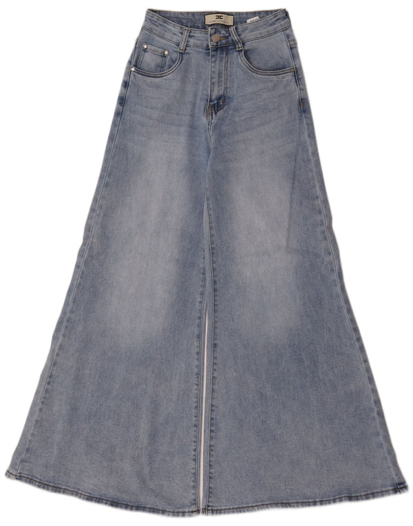 Jeans Donna Elisabetta Franchi a Gamba Larga a Vita Alta XS W24 L31 Cotone Blu