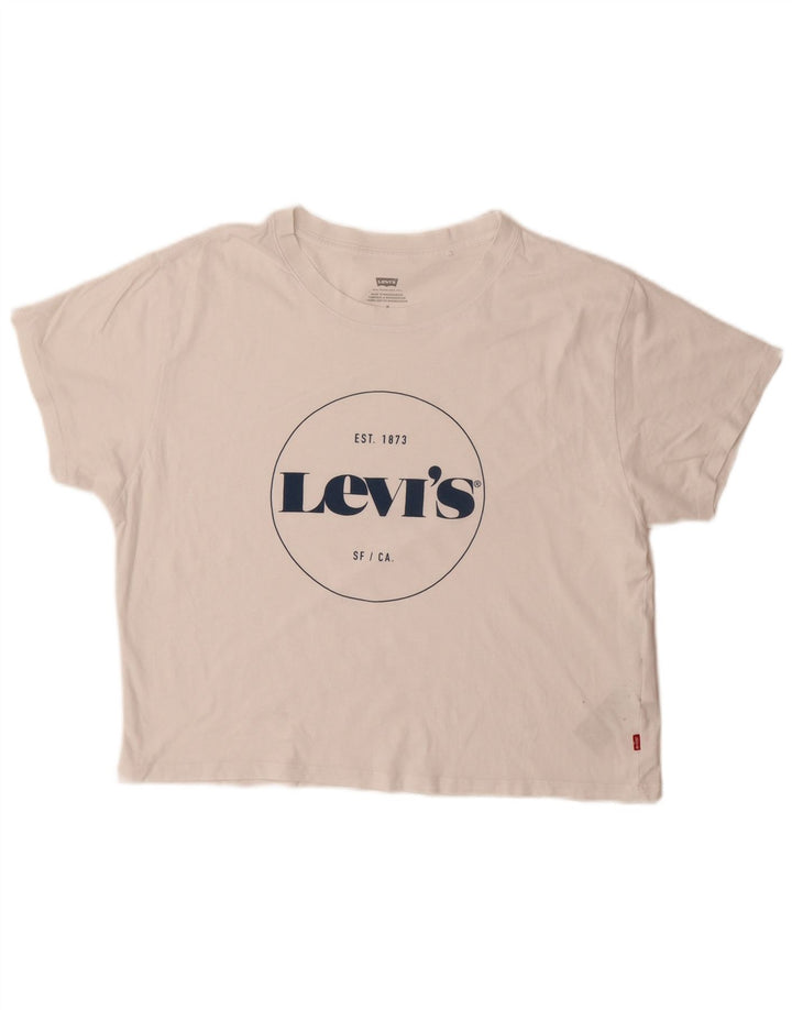 T-shirt grafica da donna Levi's Top UK 14 cotone bianco medio