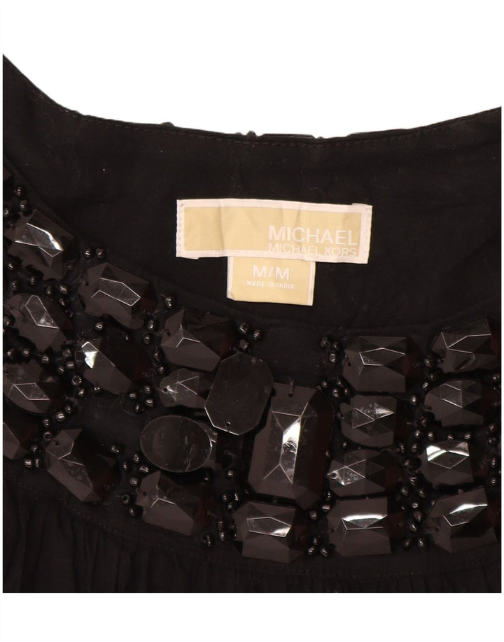 MICHAEL KORS Camicetta senza maniche da donna UK 12 Cotone nero medio